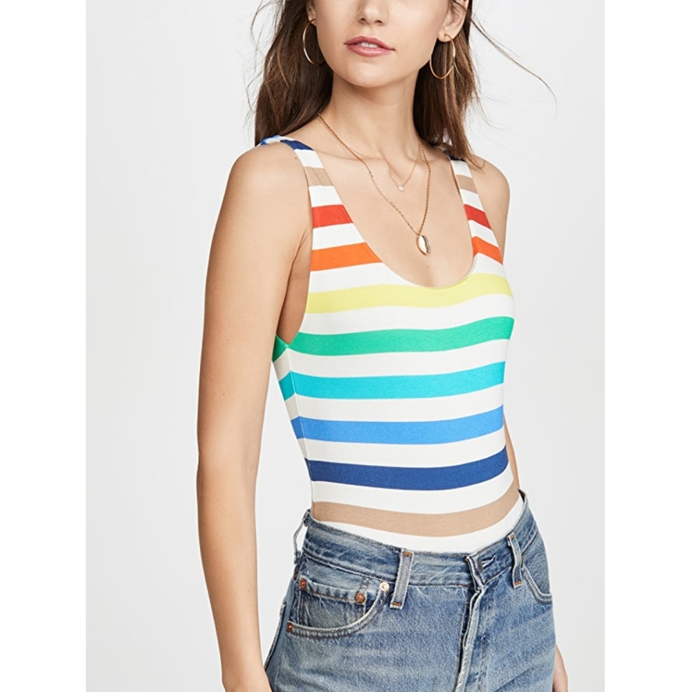 Alice + Olivia Deanne Bodysuit Rainbow Stripe - Picture 4 of 6